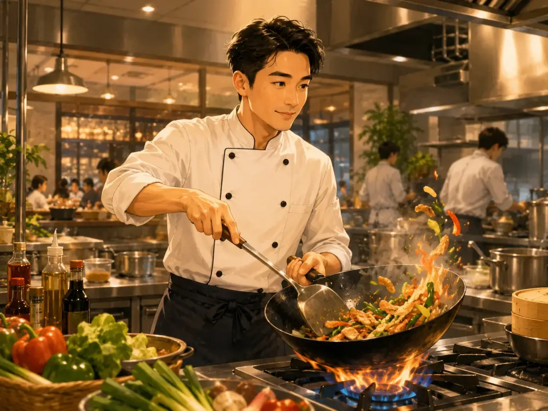 Illustration for the Chinese story “A Chef's Morning (Part 1)”
