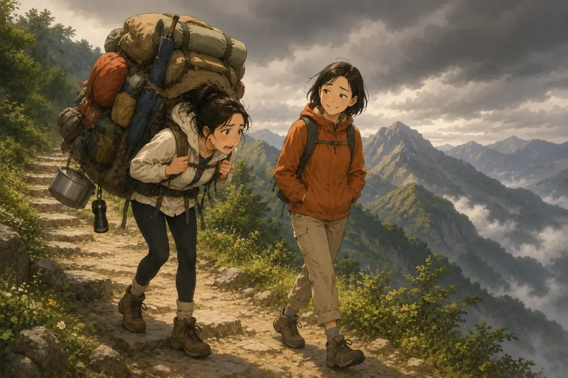 Illustration for the Chinese story “The Heavy Backpack (Part 1)”