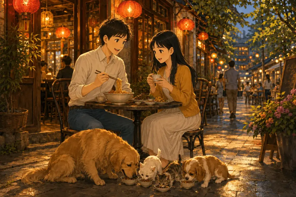 Illustration for the Chinese story “The Kitten and Puppy Arrive (Part 2)”
