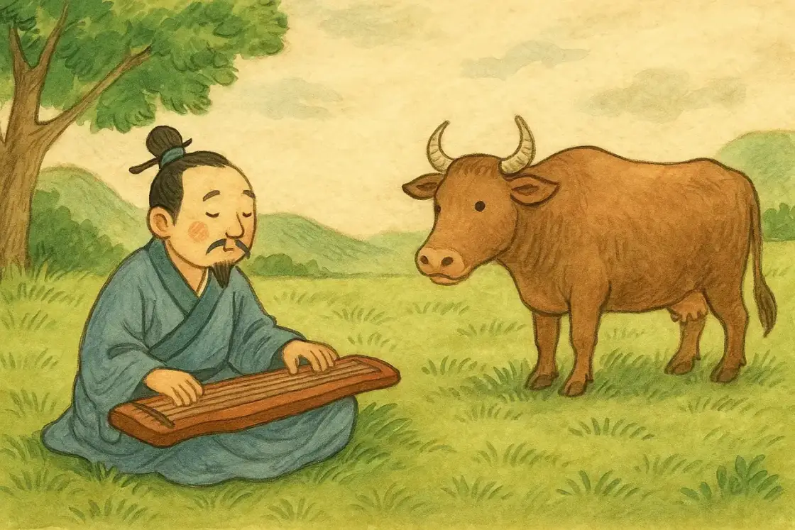 Playing the Qin to a Cow — story illustration
