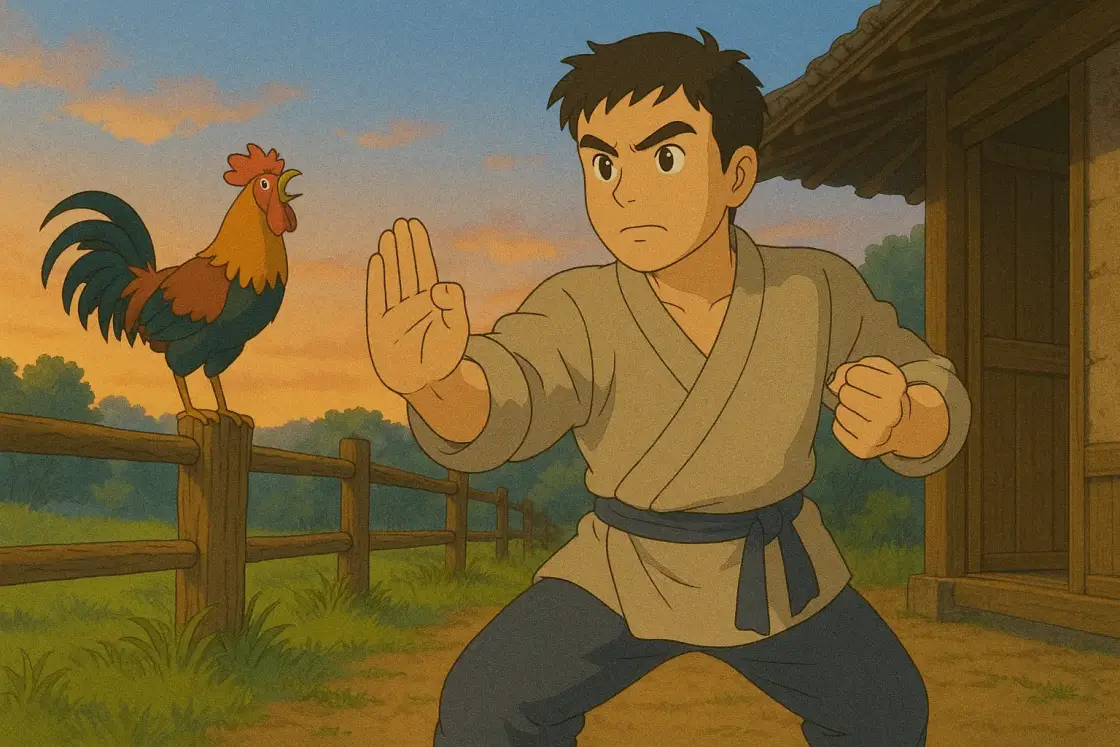 Illustration for the Chinese story “Rise at the Rooster’s Crow”