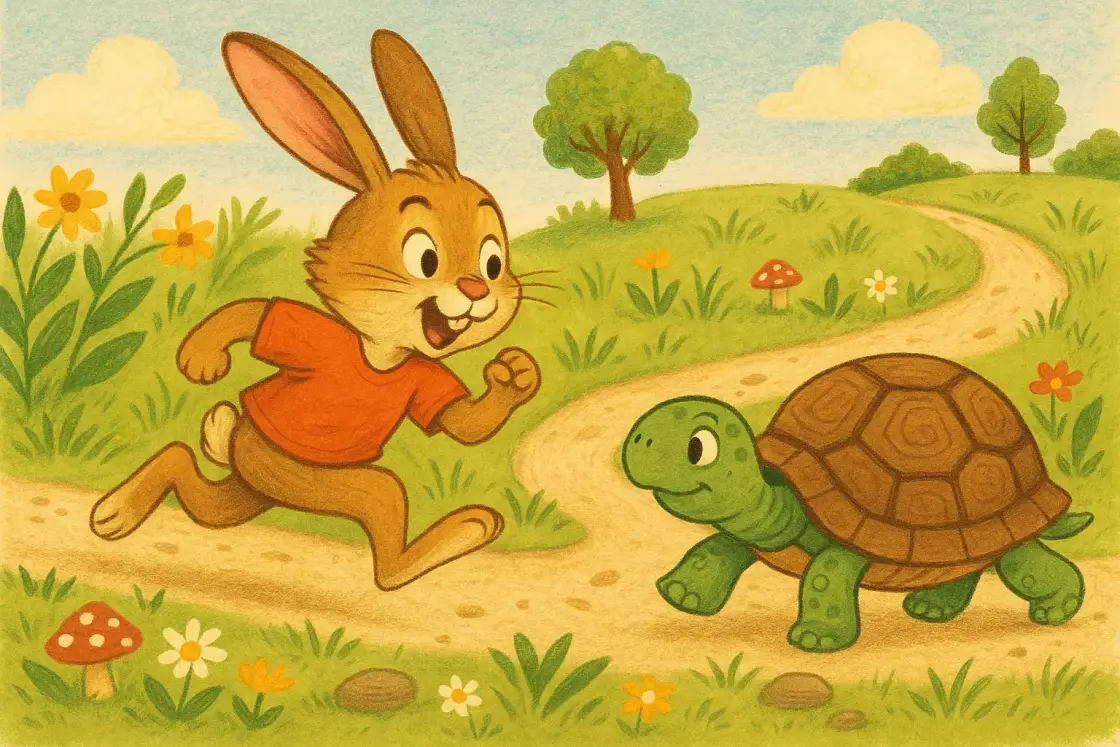 Illustration for the Chinese story “The Tortoise and the Hare”