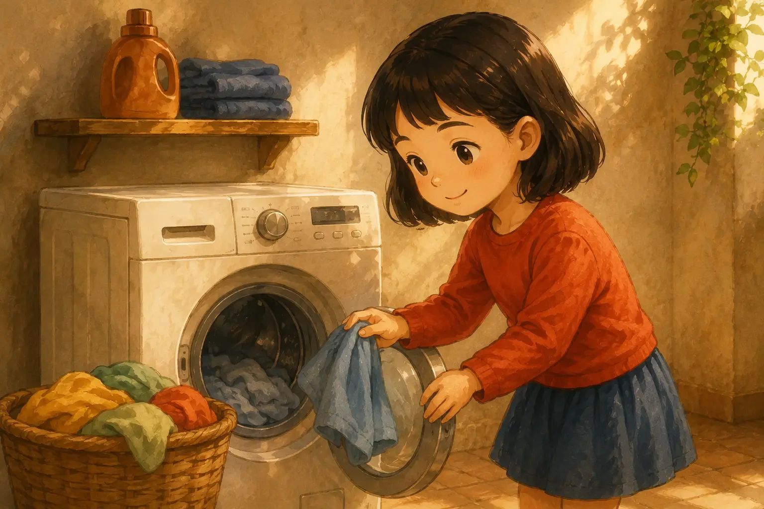 Washing clothes — story illustration