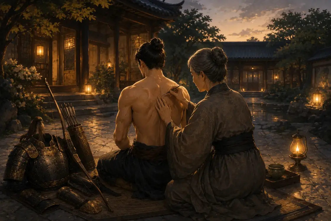 Illustration for the Chinese story “Yue Fei: Four Characters on His Back (Part 1)”